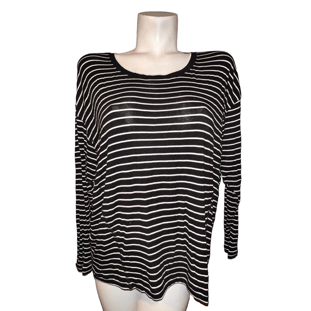 Cabi Womens Black White Striped Long Sleeve Casual Top Shirt Size S Casual #4005